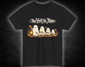 The Veil Is Thin ghost family T-Shirt | Halloween spooky vintage lantern design