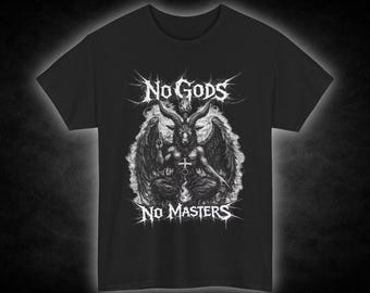 No Gods No Masters Goat tee | Baphomet Graphic Shirt, Gothic Metal