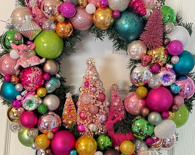 Multi Colored Christmas Wreath - Etsy