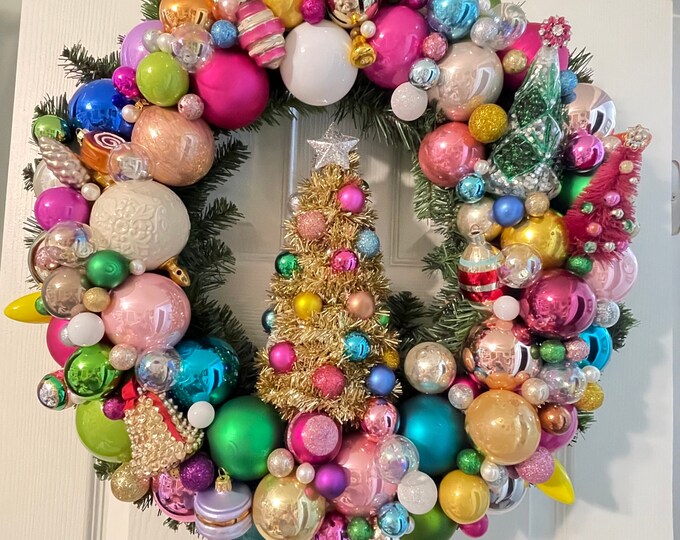 Multi-colored Christmas Wreath - Etsy