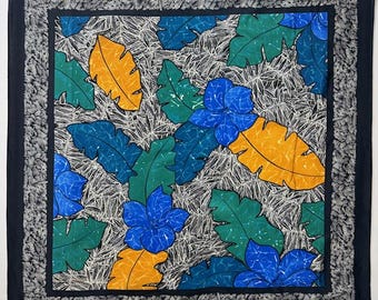 Vintage Vera Neumann Silk Scarf NWT, Bold Botanical Graphic Print, Signed, 80s-90s