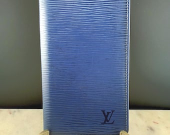 Vintage Louis Vuitton Brazza Wallet, Blue Epi Leather, Made in Spain 2005