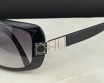Vintage Christian Dior Cannage Sunglasses Black Gradient Lens (Full Set w Box)