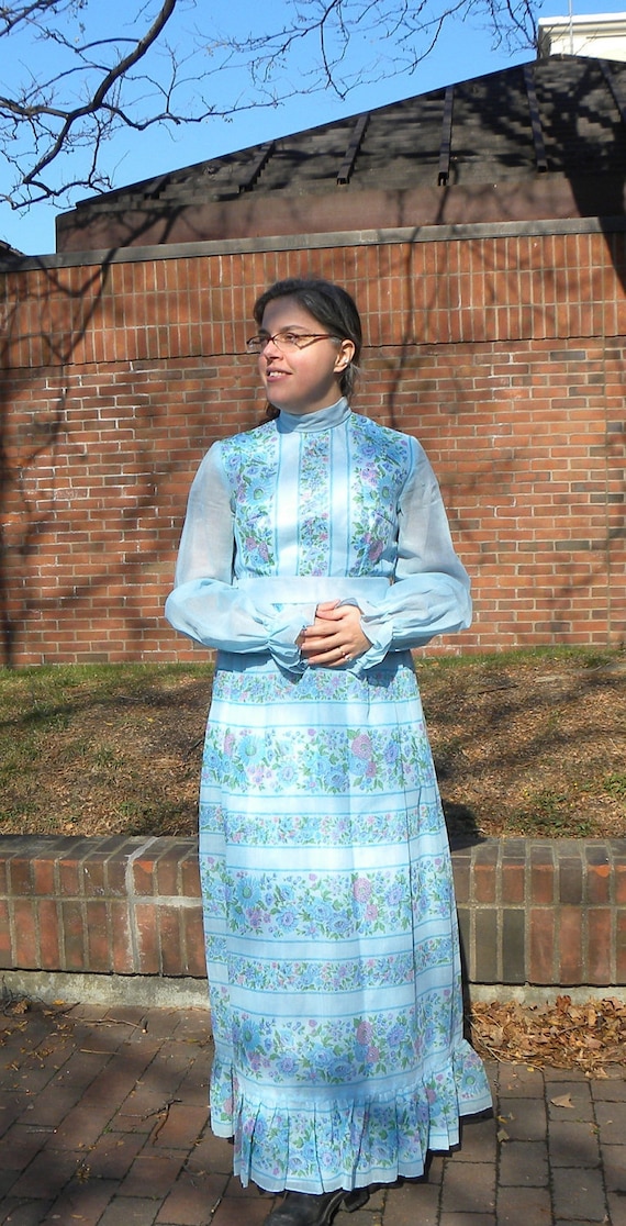 Blue Empire Waist Maxi Dress