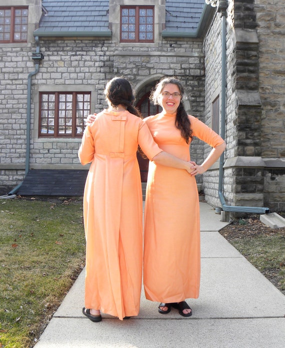 Tangerine Empire Waist Bridesmaid Gown