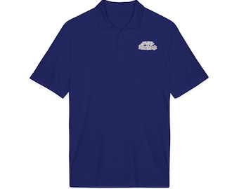 Vintage Rennwagen-Logo-Poloshirt | Besticktes Brustpoloshirt