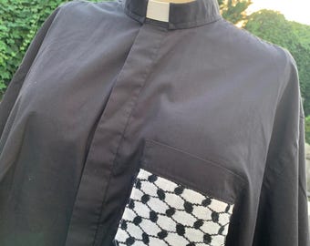Clergy Tab Collared Shirt with Keffiyeh