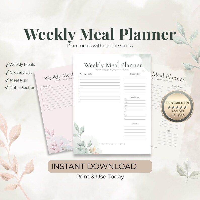 Get Your Life Together Printable Planner Bundle, Daily Weekly Habit ...