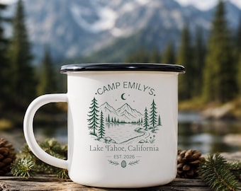 Personalisierter Camp Bachelorette Becher, individuelle Brautjungfer Camping Tasse, Bachbach Gastgeschenk, Emaille Camp Tasse