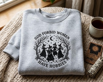 Embroidered Witch Sweatshirt, Feminist Halloween Spooky Season Apparel