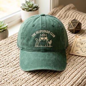 Casquette brodée Desperado Club, casquette de baseball délavée, cadeau geek pour amoureux des animaux, casquette amusante pour les aventuriers de donjon
