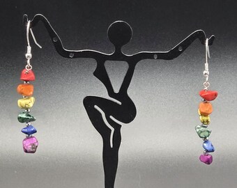Regenbogen Edelstein Ohrringe, Chakra Ausrichtung, Pride Schmuck