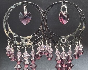 Lila Passion Crystal Chandelier Ohrringe