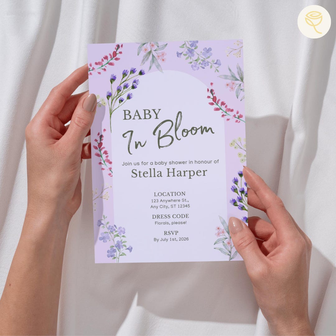 Editable Baby Shower Invitation | Baby in Bloom Wildflower Invite ...
