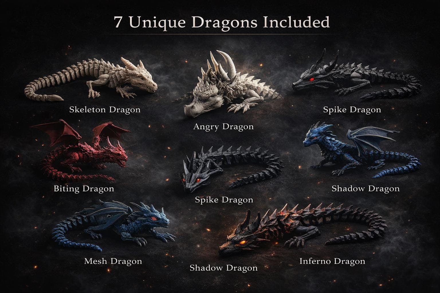 7 Flexi Dragon STL Bundle | Articulated, Movable 3D Print Files ...