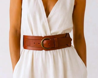Wide Braided Leather Waist Belt, Full Grain Leather Belt, Luxury Statement Belt, Vintage Style Dress Belt, Woven Link Belt for Women
