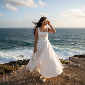green emerald velvet dress Berylove Women White Engagement Dress Simple Halter A Line Sleeveless Maxi Dress, White / US2