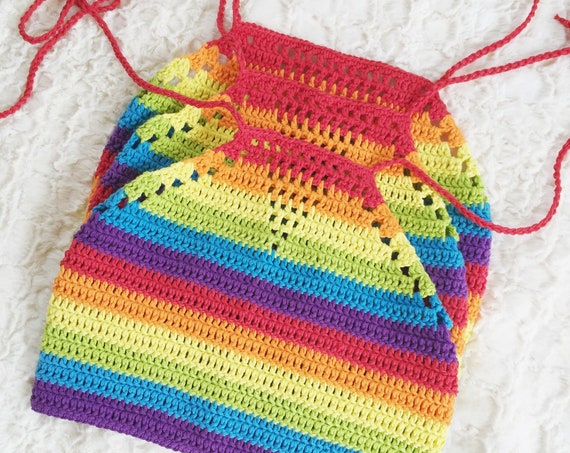 Crochet Pattern - Rainbow Halter Top - Easy, Beginner Pattern - Multiple Color Options - Pride Top - PDF Instant Download - Noelebelle DIY