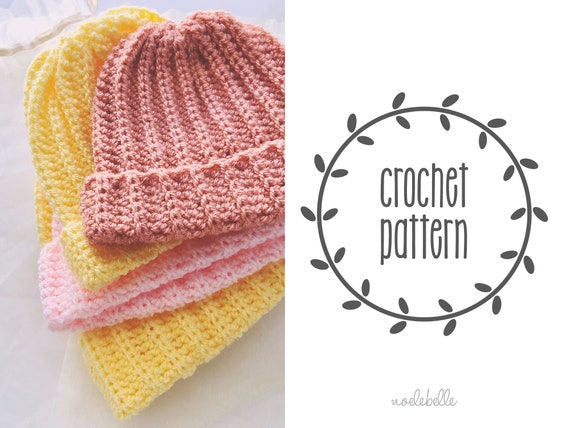 Crochet Pattern - Spring Beanie - 8 Sizes, Perfect for Mommy and Me Beanies - Easy, Beginner Pattern - PDF Instant Download - Noelebelle DIY