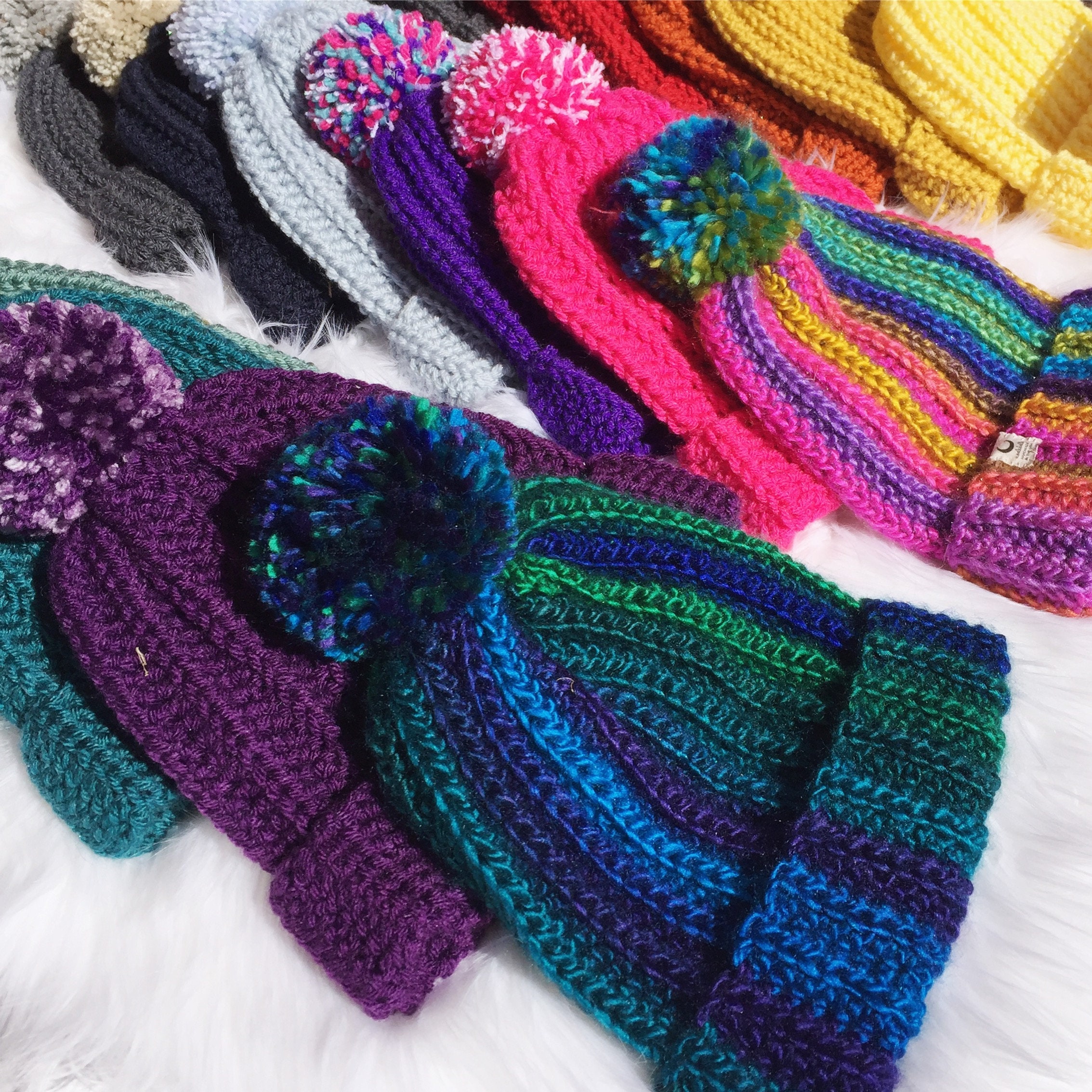 Crochet Pattern Cozy Ribbed Beanie Pom Pom Instructions Included Easy Beginner Crochet Pdf Instant Download Noelebelle Diy