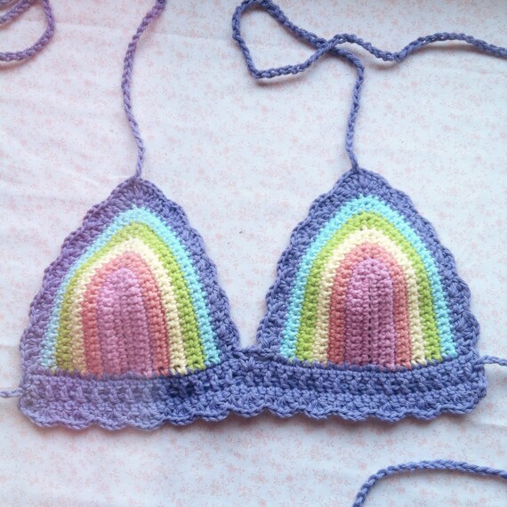 rainbow crochet bralette