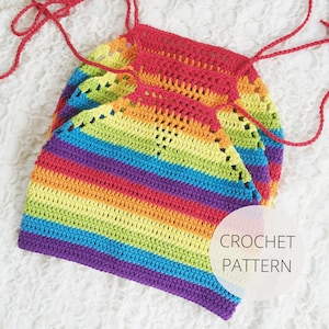 Crochet Pattern - Rainbow Halter Top - Easy, Beginner Pattern - Multiple Color Options - Pride Top - PDF Instant Download - Noelebelle DIY