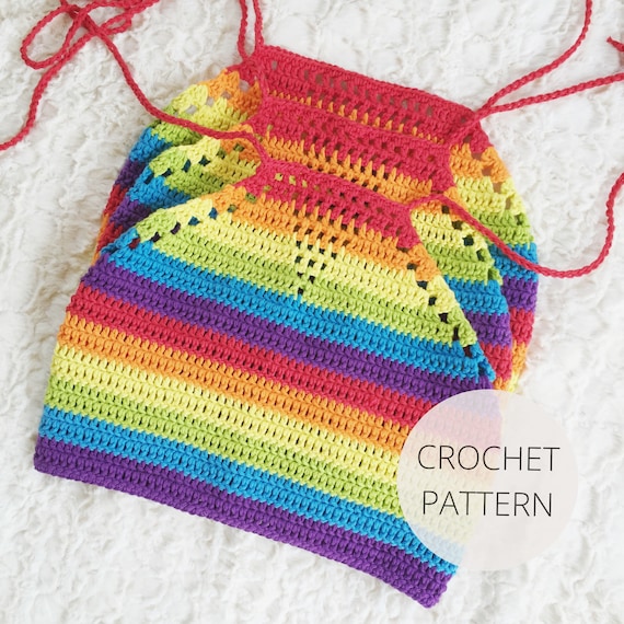 Crochet Pattern - Rainbow Halter Top - Easy, Beginner Pattern - Multiple Color Options - Pride Top - PDF Instant Download - Noelebelle DIY