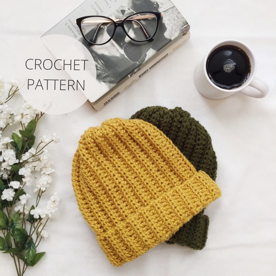 Crochet Pattern - Cozy Ribbed Beanie - Pom-Pom Instructions Included - Easy, Beginner Crochet - PDF Instant Download - Noelebelle DIY