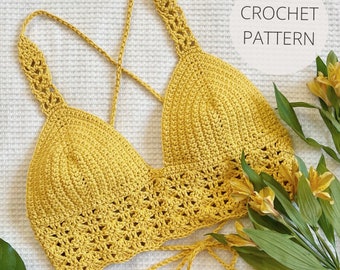 Modello all'uncinetto - Top Equinox, bralette e crop top - Taglie incluse, misurati e versioni pre-tagliate incluse - Noelebelle DIY