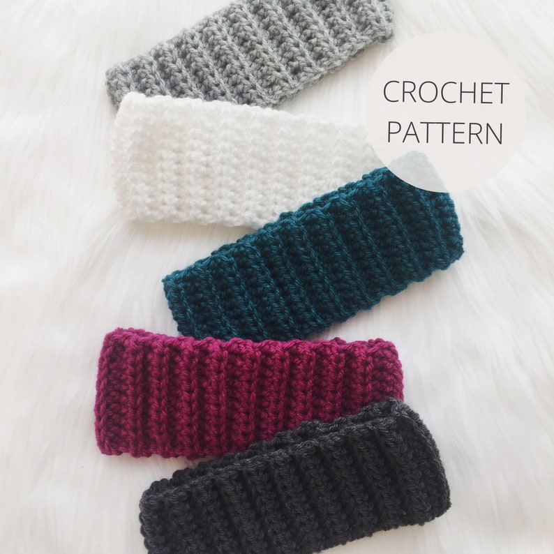 Crochet Pattern Cozy Ribbed Headband Pom-Pom Instructions Included Easy, Beginner Crochet PDF Instant Download Noelebelle DIY image 1