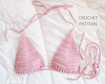 Crochet Pattern - Classic Crochet Top - Bralette, Bikini Top Pattern - Fringe Instructions Included - PDF Instant Download - Noelebelle DIY