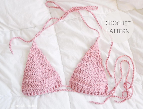 Crochet Pattern - Classic Crochet Top - Bralette, Bikini Top Pattern - Fringe Instructions Included - PDF Instant Download - Noelebelle DIY