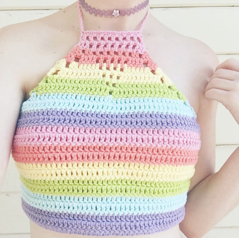 Crochet Pattern Rainbow Halter Top Easy Beginner Pattern Etsy