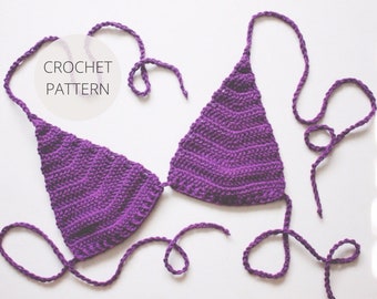 Crochet Pattern - Classic Crochet Top - Bralette, Bikini Top Pattern - Fringe Instructions Included - PDF Instant Download - Noelebelle DIY