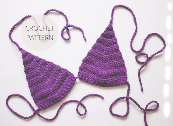 Crochet Pattern - Classic Crochet Top - Bralette, Bikini Top Pattern - Fringe Instructions Included - PDF Instant Download - Noelebelle DIY