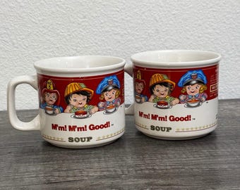 Vintage 1997 Campbell's Soup Kids M'm M'm Good 14 Oz Mugs Set of 2 Westwood