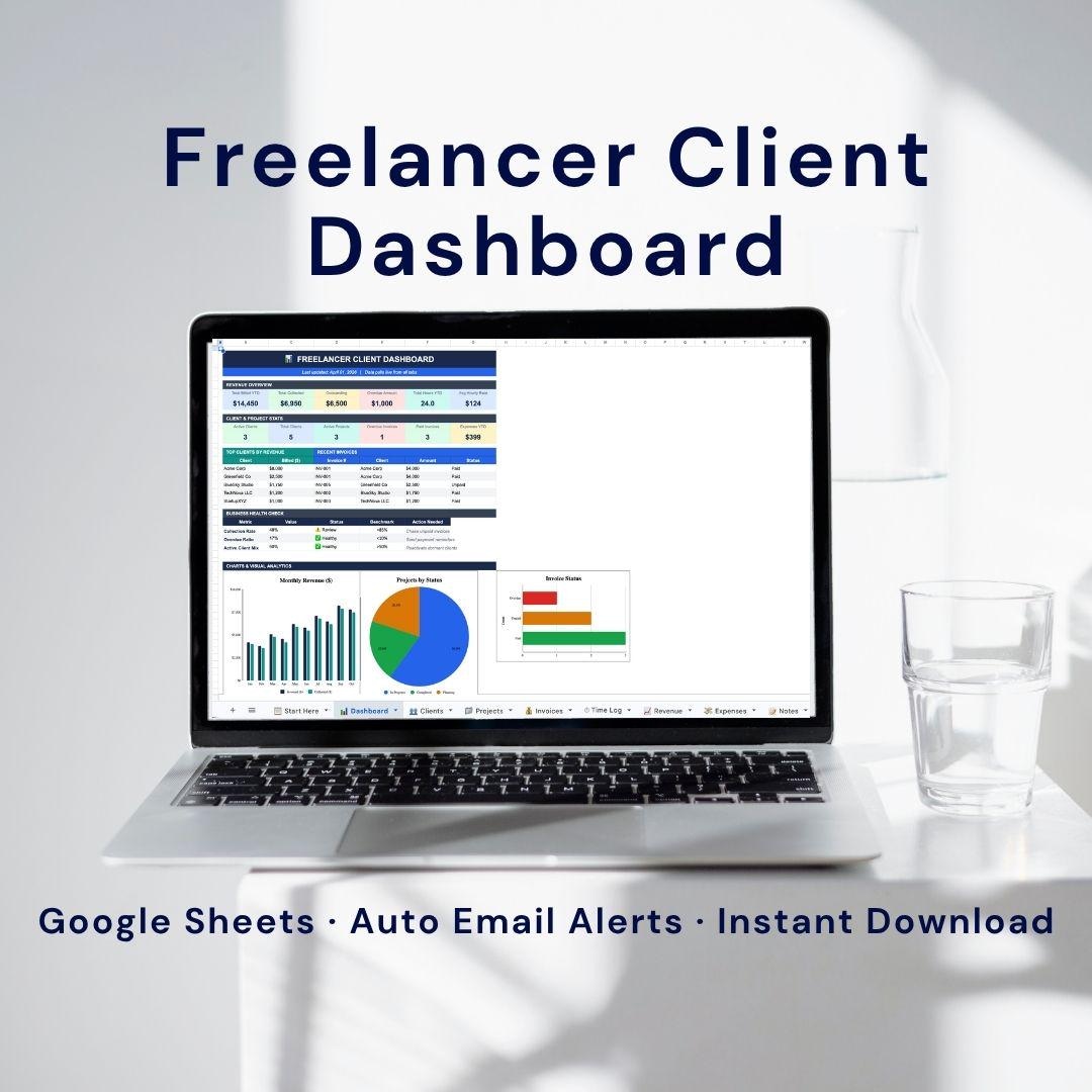 Freelancer Client Dashboard | Google Sheets CRM, Invoice Tracker, Time ...