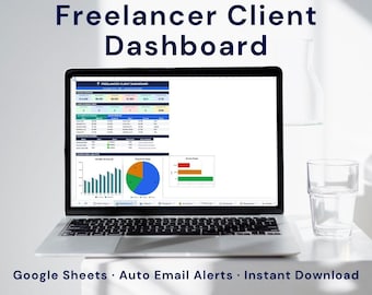 Freelancer Client Dashboard | Google Sheets CRM, Invoice Tracker, Time Log & Project Manager | Automated Email Alerts Included
