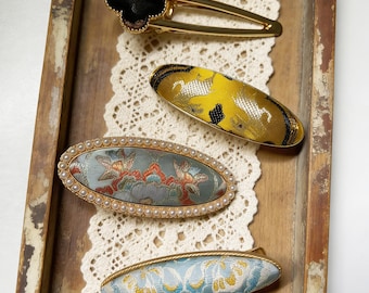 Pinza para el cabello Shu Brocade de estilo vintage