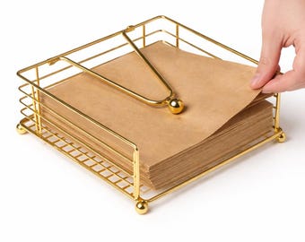 Porte-serviettes en métal doré, décoration de table carrée avec bras lestés