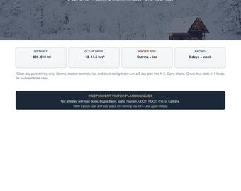 OC to Boise Winter Road Trip Guide PDF | 3-Day Drive Chains Mindset + Week Stay