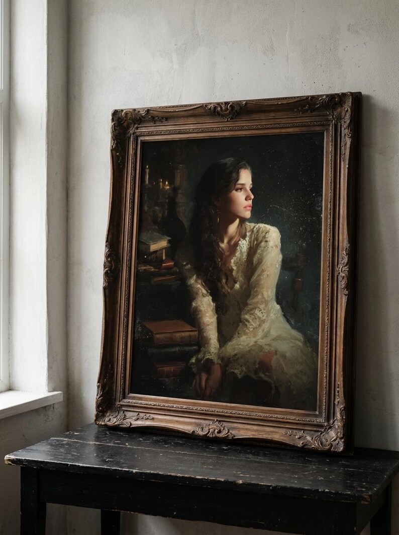 Victorian Woman Portrait Printable Wall Art | Dark Academia Book Lover ...