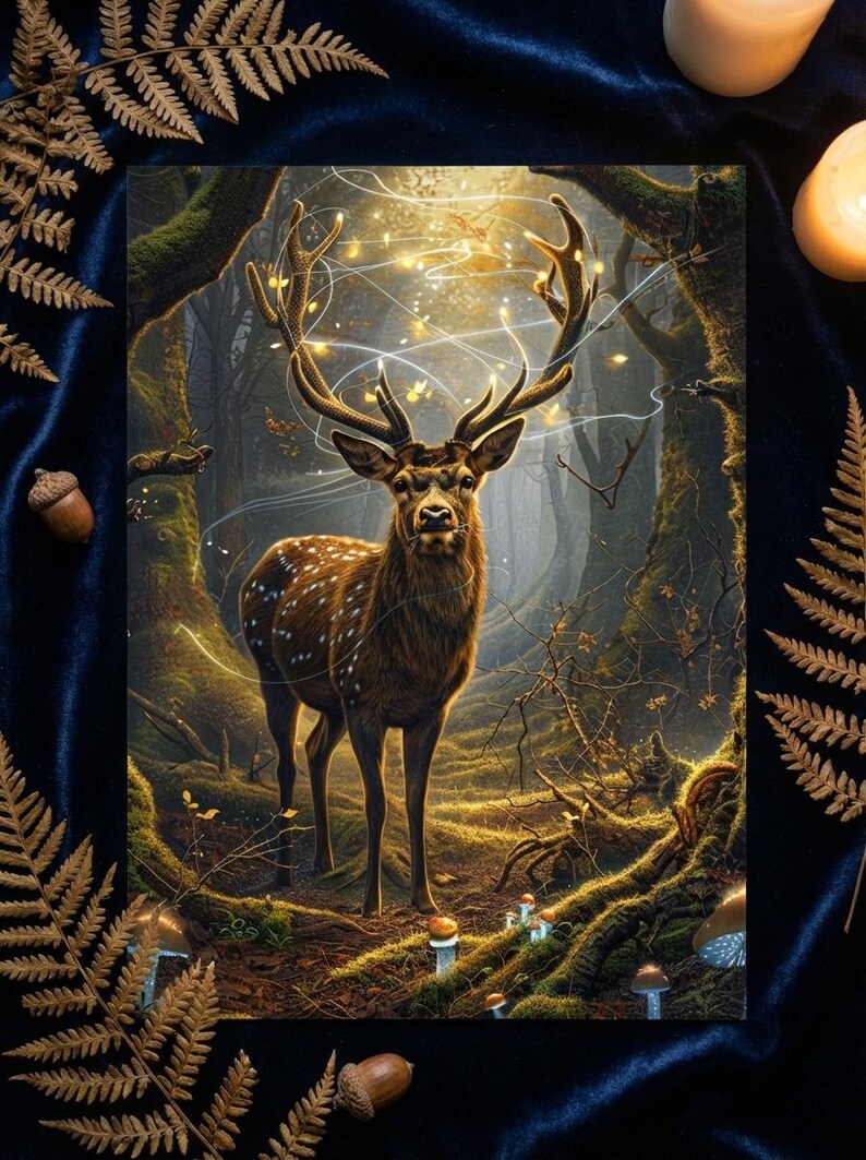 Enchanted Woodland Deer Print | Moody Forest Wall Art (digital Download ...
