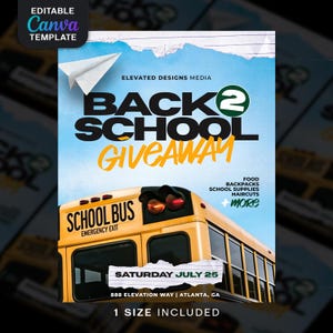 Back to School Giveaway | Editable Canva Template | School and Community Outreach Flyer