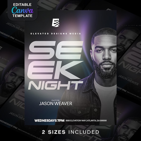 Seek Night Church Flyer Bundle | Editable Canva Template | Media Design for Service or Midweek