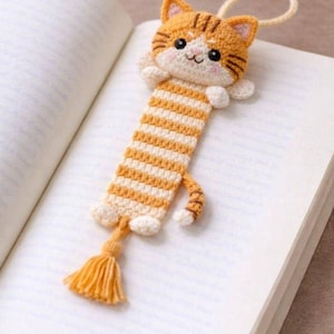 Crochet Tabby Cat Bookmark Pattern (PDF), Amigurumi Cat Lover Gift