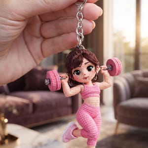 Amigurumi haakpatroon | Sleutelhangertje Gymmeisje, Halterpop (PDF download)