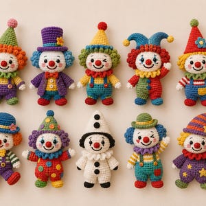 10 Crochet Clown Patterns PDF Bundle | Amigurumi Circus Dolls, Plush Toy Tutorial (Digital Download)