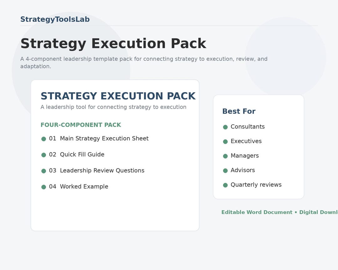 Strategy Execution Pack, Executive Review Template, Leadership Planning ...