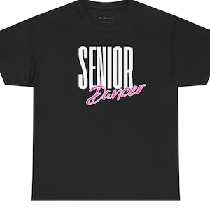 Senior Dancer Tee | Retro Script Pink and White Dance Shirt